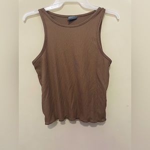 Brown Lettuce Edge Regular Length Tank Top